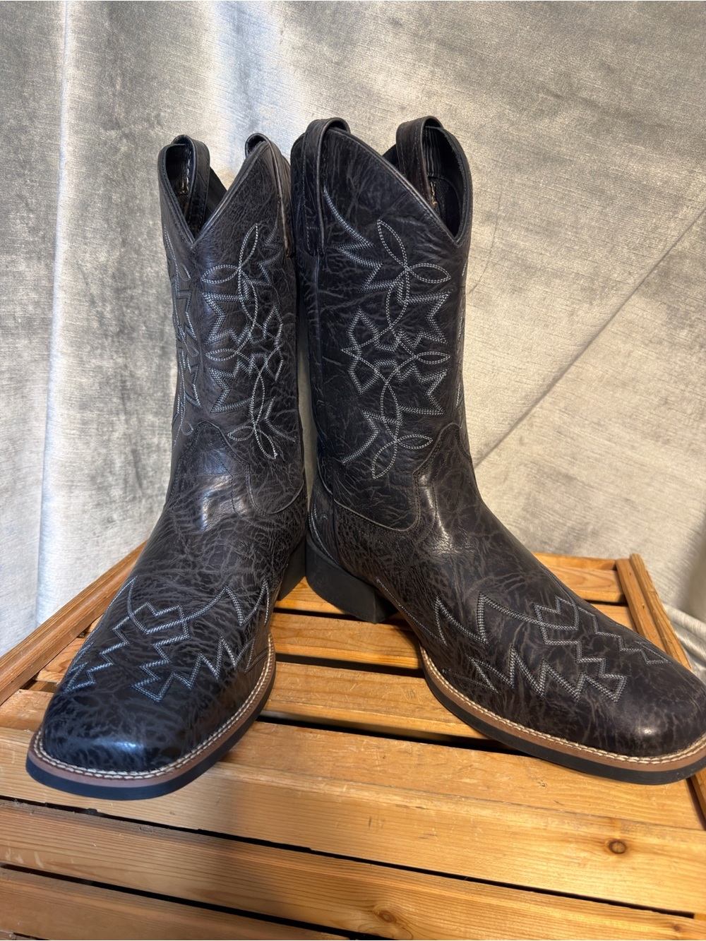 Cody James Ace Western Broad Square Toe Black Boots. Men's Size 15D